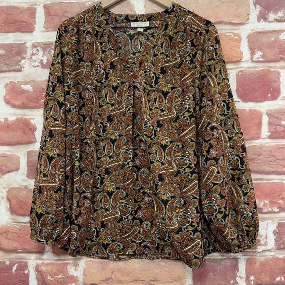 Appleseed’s Top Women's XL Petite Multicolor Boho Paisley Casual Career Shirt - Picture 6 of 8
